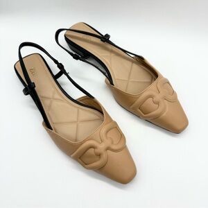 ZARA RAISED DETAIL FLAT SLINGBACKS